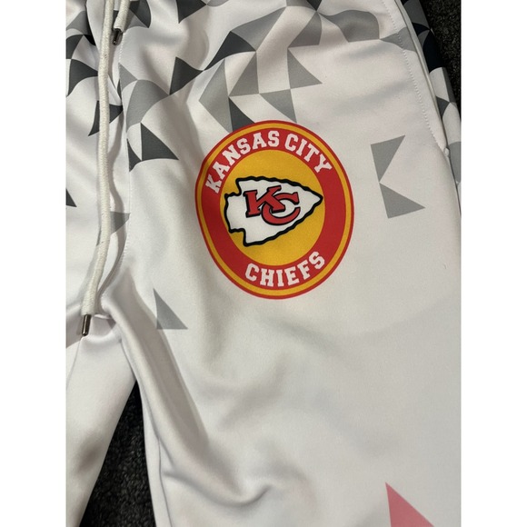 Kansas City Chiefs All Over Print Athletic Jogger Pants White Red Men's Size S - Picture 2 of 16